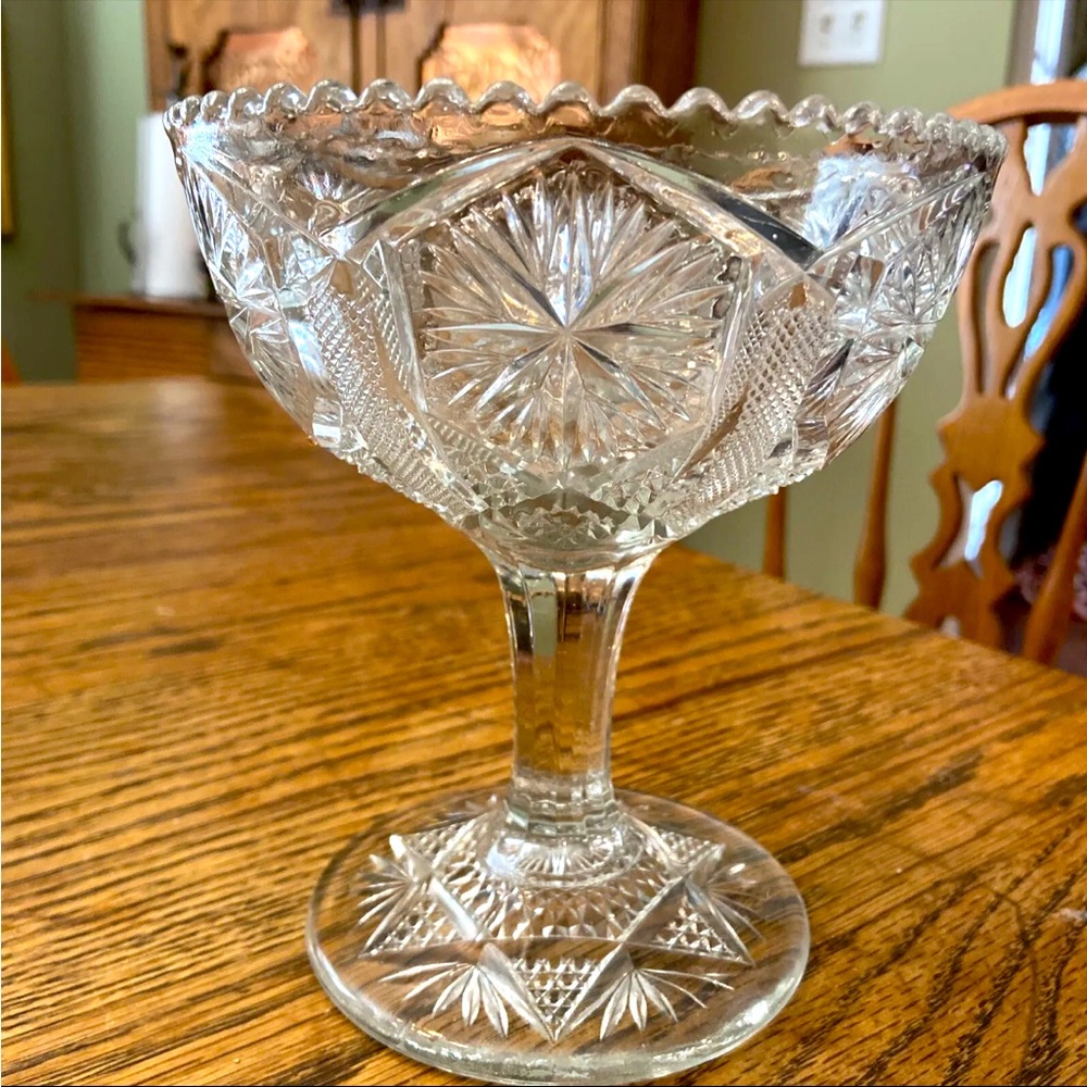 Vintage 1911 imperial glass mogul star variant footed compote